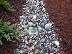 a garden path made out of rocks and gravel