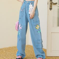 Vendor: Egirldoll Type: jeans Price: 52.99 Y2K Style Denim Baggy Blue Bear Pants ON625 Blue Y2k Bottoms For Streetwear, Blue Y2k Streetwear Bottoms, Trendy Blue Streetwear Pants, Trendy Blue Pants For Streetwear, Baggy Harajuku Pants For Spring, Baggy Harajuku Style Pants For Spring, Spring Harajuku Style Baggy Pants, Blue High Waist Hip Hop Bottoms, High Waist Blue Hip Hop Bottoms