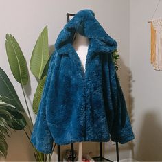 Really Soft Smooth Blue Faux Fur.Nwt. Made In Korea. Heavy. Has A Big Hood That’s Also Faux Fur In And Out. Size 4. Blue Fur Coat With Faux Fur Lining For Fall, Blue Winter Outerwear With Faux Fur Trim, Blue Winter Outerwear With Faux Fur Lining, Blue Outerwear With Faux Fur Trim For Winter, Blue Faux Fur Winter Coat, Blue Faux Fur Coat For Winter, Winter Blue Faux Fur Coat, Blue Long Sleeve Fur Coat For Fall, Blue Fluffy Winter Outerwear