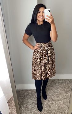 Jessy Animal Print Dress - In Black - The Darling Style Church Outfit Winter, Church Outfit For Teens, Apostolic Outfits, Warm Dress, Modest Mouse, Modest Casual Outfits, Modest Dresses Fashion, Modesty Outfits, Future Teacher