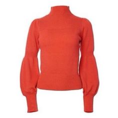 Nwot Red Mock Turtle Neck Sweater With Beautiful Statement Sleeves. Ptp 18” Length 22” Fabric Comprises Of Cotton/Spandex Please See Last Pic Orange Winter Workwear Tops, Red Fitted High Neck Sweater, Orange Winter Tops For Work, Fitted Red High Neck Sweater, Red High Neck Top For Winter, Red Winter Tops With Ribbed Cuffs, Spring Red Top With Ribbed Cuffs, Fitted Orange Winter Tops, Fitted Red Tops With Ribbed Cuffs