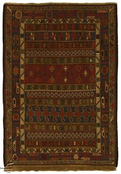 an old rug with many different colors and patterns