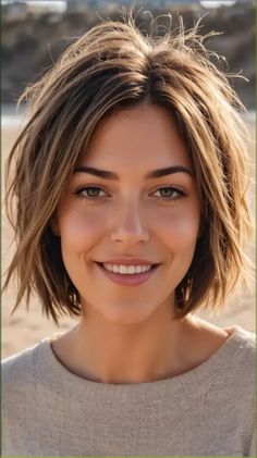 Amazon.com / Beauty / Short Bob Hairstyles Above Shoulder Shag Haircuts, Hair Styles For Short Hair Women, Short Chic Haircuts, Short One Length Hair, Center Part Bob, Womens Short Haircut, Choppy Short Hair, Textured Short Bob, Women's Short Haircuts