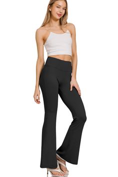 Achieve ultimate comfort and style with our Zenana Buttery Soft Flare Leg High Waist Yoga Pants. Made from soft and stretchy fabric, these pants provide a flattering high-waisted fit and a trendy flare leg. Perfect for yoga, lounging, or running errands, they offer all-day comfort and versatility. Details:- Elastic Waistband- Flare Leg- Perfect Stretch + Recovery Fabric:- 90% Polyester, 10% Spandex Versatile Full-length Comfort Stretch Yoga Pants, Versatile Full Length Comfort Stretch Yoga Pants, Stretch High-waisted Elastane Sweatpants, High Waist Elastane Leggings With 4-way Stretch, Versatile Stretch Sweatpants With Straight Leg, Comfort Stretch Ankle-length Yoga Bottoms, Mid-rise Stretch Elastane Sweatpants, Versatile Stretch Long Pants, Casual Elastane Full Length Dress Pants