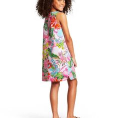 Floral-Print Shift Dress Adds Vacation-Ready Vibes To Her Wardrobe Crochet Detailing Down The Front Adds Texture And Dimension Half-Length Zipper On The Back Makes For Easy On And Off 100% Cotton Construction Keeps Her In Cool Brand New Size 7/8 (Medium) Fun Summer Dresses For Sleepovers, Fun Summer Dresses For Sleepover, Fun Summer Sleepover Dresses, Playful Pink Floral Print Dresses, Multicolor Dresses For Sleepover, Playful Sleeveless Dresses For Sleepover, Pink Summer Dress For Sleepover, Pink Summer Dresses For Sleepover, Fun Pink Spring Dress