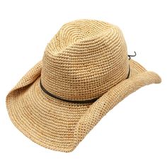 The Peter Grimm Isabel Women's Hat is the perfect summer vacation cowgirl hat. With its shapable wire brim and hand-beaded band, this hand crocheted hat is crushable and packable. 100% Raffia, Shapable Wire Brim, Crushable & Packable, Hand-Crochet, Hand-Beaded Band, Brim: 3.75″ You'll be the most noticeable cowgirl in town. Perfect for the rodeo, a trip to Nashville or a country music concert. A shipping charge of $12.00 covers the special packaging and freight to ensure safe arrival of your cow Western Style Woven Straw Hats, Country Style Woven Fedora For Rodeo, Adjustable Woven Straw Crochet Hat, Adjustable Straw Crochet Hat, Western Woven Fedora For Rodeo, Western Woven Fedora For Country Events, Country Style Woven Panama Hat For Rodeo, Western Style Woven Hat For Country Events, Country Style Braided Brimmed Hat