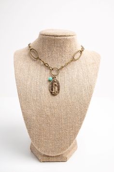 SAVE TODAY WHEN YOU SIGN UP FOR OUR NEWSLETTER Receive updates on upcoming sales, discounts and new products by signing up for newsletter using this link: http://bit.ly/TeamBelieversSave ♦ ITEM DESCRIPTION ♦ Amaze her with this bold and unique Our Lady of Guadalupe pendant necklace set on a bold looped chain. Then you can personalize your gift when you choose to add a gemstone dangle bead. My recommendation for Our Lady of Guadalupe is the turquoise dangle! CLICK HERE TO RETURN TO SHOP HOME PAGE Adjustable Bronze Chain Jewelry, Bronze Chain Jewelry For Jewelry Making, Brass Oval Pendant Jewelry With Charms, Oval Pendant Charms Jewelry In Brass, Brass Oval Pendant Necklace With Charms, Brass Teardrop Pendant Jewelry With Adjustable Chain, Oval Pendant Brass Necklace With Charms, Oval Pendant Necklace With Charms In Brass, Bohemian Jewelry With Adjustable Teardrop Chain