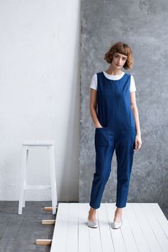 "Indigo blue denim jumpsuit. This handmade denim overall is very comfortable and has a minimalist look. Made from vintage style denim fabric and is perfect for all seasons. *please write us your height during checkout as we want that your jumpsuit won't be too long or too short. Thanks! *Similar item: https://www.etsy.com/listing/650481511/women-jumpsuit-warm-sand-denim-jumpsuit?ref=shop_home_active_145&frs=1 *Find more about us: https://www.instagram.com/offonclothing/ --------------------- Jeans Overall, Womens Jumpsuits, Linen Jumpsuit, Summer Jeans, Denim Romper, Sleeveless Jumpsuits, Denim Jumpsuit, Sustainable Clothing, Too Short