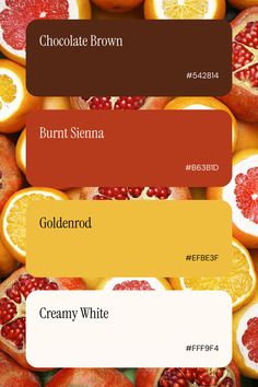 the color scheme for chocolate brown, burnt sienna, goldenrod, creamy white and cranberry