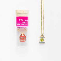 Women's Two Sided Grocery Bag Pendant Have a Nice Day 2-Sided Pendant Our brand new double-sided pendants let you choose which colorful side to wear. Yup, that's right! Two designs for the price of one. Just like our other pendants, these double-the-fun pieces are on an 18k gold-dipped 20" chain (50.8 cm) with clasp. Presented in our signature glass vial and cork packaging on a clear insert so you can see both designs. Details Available in color: gold Two-sided pendant " Have a Nice Day" "Thanks Casual Yellow Necklace For Gift, Trendy Everyday Charm Necklaces, Casual Gold Charm Necklaces As Gifts, Casual Gold Charm Necklaces For Gift, Casual Gold Charm Necklace As Gift, Cooper Hewitt, Gamine Style, Diy Pins, Event Gifts