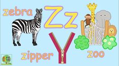 the letter y is for zebra, zoo and giraffe with pictures on it