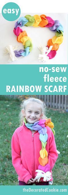 an easy no sew rainbow scarf for kids