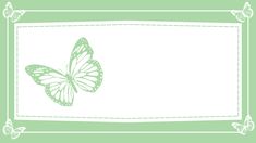 a green and white frame with a butterfly in the center on a light green background