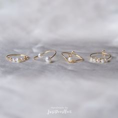 "ONE stackable dainty pearl ring. Available in 4 patterns. Simple and elegant, these handmade minimalist pearl rings are perfect gift choice for you and your friends. Handmade in USA. ▷ AA+ quality freshwater pearls with high luster and smooth surfaces. ▷ Pearl size: 3mm; 3.5-4mm; 4-5mm. ▷ 14k gold filled ring band. ▷ All pearls are naturally formed and each pearl is one-of-a-kind. ▷ 100% handmade with love and passion. ▷ 1-2 days of processing time. ▷ Prices may vary due to pearl qualities from Stackable Rings Gold, Small Pearl Ring, Wire Jewelry Rings, Gold Rings Stackable, Diy Wire Jewelry, Wire Work Jewelry, Diy Rings, Rings Gold, Gold Filled Ring