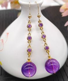 Skinny Purple Smooth Finish 14K Gold Crystal Tassel Drop EarringsMade of fine 14K Gold Crystal.Measurement: 6cm/2.34" * 1.3cm/0.507". Matches easily with daily hairstyle, dresses & Shirts Daily Hairstyles, Tassel Drop Earrings, Gold Crystal, Free Giveaway, Tassels, Drop Earrings, Crystals, Hair Styles, Purple