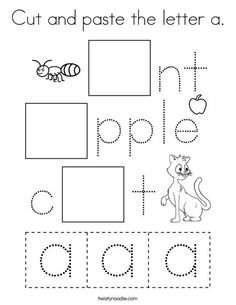 cut and paste the letter a worksheet for children to practice their writing skills