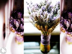 a bouquet of lavenders in a vase on a window sill by a window