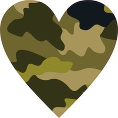 a heart shaped camouflage print with the word love on it