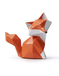 an orange and white origami fox