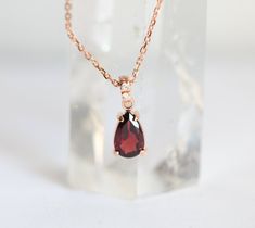 Gorgeous teardrop garnet & diamond necklace. Such a pretty gift for her; your mom, wife, daughter ... This crystal gemstone necklace is a available in 14k/18k rose/white/yellow gold- please select metal from drop down menu. Price is for a length of 15 to 17 inches. If you wish a longer one, there is some extra fee.
Please select gemstone from drop down menu.
Item details: 14k/18k/rose white yellow gold 8x5mm garnet diamonds, color F-G, VS clarity solid gold chain
The necklace will be shipped in Red Stone Necklace, Gold Body Chain, Necklace Rose Gold, Solid Gold Chains, Garnet Necklace, Buy Necklace, Necklace Red, Necklace Rose, Pretty Gift