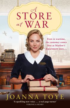 the cover of a book with a woman in uniform holding a stack of books and a box