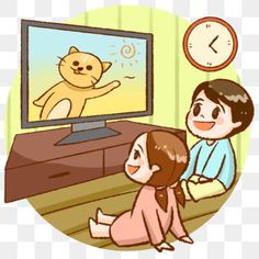 Watching Tv Illustration Art, Watch Tv Cartoon, Watching Tv Art, Tv Clipart, Watching Cartoons, Sticker Clipart, Watch Cartoon, Tv Cartoon, Cartoon Airplane