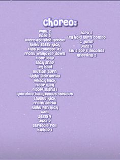 the menu for choreo's video game