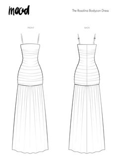 the front and back views of a dress