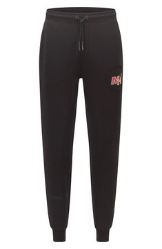 It's easy to rep your favorite team in the stands or on the streets in logo-marked sweatpants made for comfort from a soft, stretchy cotton blend. 83% cotton, 14% polyester, 3% elastane Machine wash, line dry Made in Turkey Black Logo Sweatpants For Loungewear, Black Sweatpants With Logo Detail For Loungewear, Casual Black Bottoms With Logo, Logo Cotton Pants For Streetwear, Sporty Pants With Logo Print For Sports, Casual Logo Pants For Streetwear, Black Joggers With Logo For Loungewear, Black Loungewear Joggers With Logo Detail, Black Athleisure Sweatpants With Logo Detail