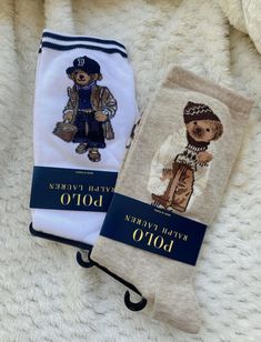 Ralph Lauren Socks Aesthetic, Ralph Lauren Teddy Bear Socks, Polo Socks Bear, Ralph Lauren Socks Ugg, Polo Ralph Lauren Socks, Ralph Lauren Bear Socks, Polo Bear Socks, Slippers Bear, Cute Socks Aesthetic