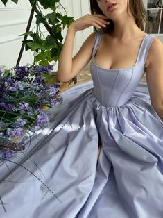 Periwinkle Skies Corset Gown Simple Corset Dress, Officiant Dress, Corset Dress With Sleeves, Corset Dress Formal, Simple Corset, Corset Ball Gowns, Corset Back Dress, Lemon Macarons, Corset Gown