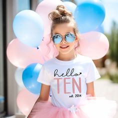 Hello Ten Est 2014  Shirt - 10th Birthday Shirt - Hello 10th - Birthday Gift For Girls - Birthday Party Shirt ---------------- THE ITEM: ✧ 100% Cotton ✧ Classic unisex Fit 📦 PRODUCTION TIME & SHIPPING ✧ Most orders are prepared within 24-48 hours. ✧ Item is shipped via regular mail (NO tracking is provided). ✧ If you haven't receive your order within the estimated time, please contact me asap, I will be happy to help. ✧ On a deadline? Upgrade is available at checkout. Disney Princess Tea Party, 10th Birthday Shirt, 10th Birthday Party, Toddler Girl Halloween, Tenth Birthday, Colorful Birthday Party, Happy Birthday Girls, 10th Birthday Parties, Foto Baby