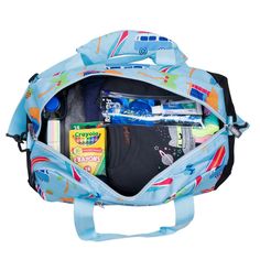 Make packing for sleepovers, sports practices, and weekends at grandma’s a breeze with Wildkin's Kids Overnighter Duffel Bag! The spacious interior means your child can pack the essentials and then some, while the exterior zippered compartment conveniently stores the most important items so that your child can access them in a flash. Each Overnighter Duffel Bag is made with a durable exterior fabric and a nylon-lined interior. The Overnighter Duffel Bag comes complete with two attached carrying Toddler Luggage, Kids Beach Bag, Girls Luggage, Ring Bearer Gift, Beach Jeep, Monogram Kids, Personalized Travel Bag, Sleepover Bag, Delivery Bag