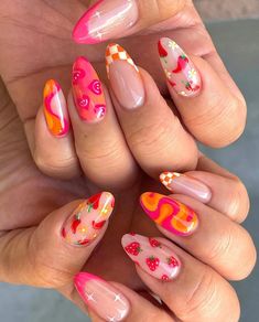 Oval Acrylic Nails, Graffiti Nails, Nail Spring, April Nails, Nails Extra, Nagellack Trends, Long Press On Nails, Nails Trend, French Summer