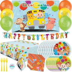 PRICES MAY VARY. Join Baby JJ and friends in throwing a fun birthday party! The CoComelon Party Supplies kit contains everything for easy party setup. This CoComelon birthday party supplies pack includes enough tableware, decor, balloons, and backdrop to host a complete 1st, 2nd or 3rd party for the birthday boy or girl. Total Pieces -- This set includes enough Cocomelon party decorations to host a party of 16 guests: 1 Happy Birthday banner, 1 backdrop, 1 plastic table cloth / tablecloth, 16 la Cocomelon Party Decorations, Cocomelon Backdrop, Cocomelon Birthday Party, Backdrop Balloons, Cocomelon Birthday, Party Setup, Up Theme, Fun Birthday Party, Kids Party Supplies