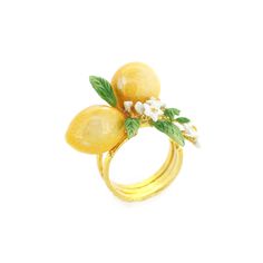 Lemon Ring | Fruity BlossomUS 4 Lemon Ring, Seasons Song, Playful Jewelry, Handmade Hat, Enamel Ring, Ring Unique, Jewellery Collection, Custom Rings, Ring Shopping