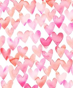 watercolor hearts on white background for valentine's day