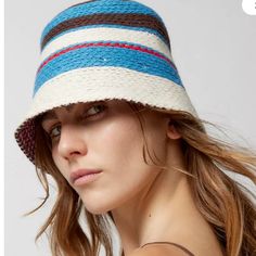 Lightweight Bucket Hat I. Soft Crochet. Fun Stripe Detail. 100% Cotton. College Chic, Fiddler Hat, Brown Cowboy Hat, Boat Hat, Plush Flower, Corduroy Bucket Hat, Soft Crochet, Bucket Hat Women, Red Beanie