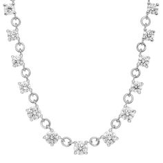 The Mylene White Diamond Tennis Necklace is pure sophistication. With square settings, this classic style enters the present day. The chain includes a jump ring at 16", meaning you can swap between 16" and 18" length for greater layering variety. 18K Yellow Gold 25 Brilliant Cut White Diamonds Total Diamond Wight: 0.95ct Length: 18" with a jump ring at 16" Silver Necklaces With Prong Setting For Everyday Luxury, Sterling Silver Necklaces With Prong Setting For Everyday Luxury, Anniversary Single Strand Cubic Zirconia Necklace, Dazzling Single Strand Necklace For Anniversary, Single Strand Cubic Zirconia Necklace For Anniversary, Diamond Tennis Necklace With Adjustable Chain For Formal Occasions, Fine Jewelry Diamond Necklace With Adjustable Chain, Timeless Single Strand Necklace For Anniversary, Elegant Tennis Necklace With Adjustable Chain For Anniversary