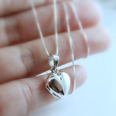 Sterling Silver Heart Locket Locket Necklace Sterling Silver | Etsy Heart Locket Necklace Silver, Silver Heart Locket, Silver Feather Necklace, Sterling Silver Locket Necklace, Silver Locket Necklace, Sterling Silver Locket, Silver Locket, Heart Locket Necklace, Sterling Silver Chain Necklace