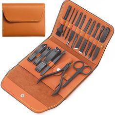 PRICES MAY VARY. 【Manicure Set 16 Pack】-- Mikim Professional Manicure Kit contains 16 tools for hand care, facial care and foot care which can meet all of you needs. No need to pay for a single nail clippers or nose hair scissors and save your money. Even thick nails can be easily cut off directly with effortless. 【High Quality Fingerail Clippers Set】-- Our nail tools is made of top stainless steel, which is sturdy and strong, will not fade, and is extremely hard and sharp. They lasting long tim Mens Manicure, Nail Care Tools, Thick Nails, Kit Manicure, Acne Removal, Professional Manicure, Pedicure Kit, Manicure Kit, Trim Nails