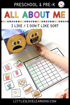 an image of a printable game with two emoticions and the words, all about me