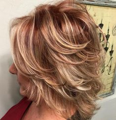 Over Medium Hairstyle With Angled Layers Red Medium Hairstyles, Short Feathered Hairstyles Over 50, Raquel Welch Hairstyles, Feathered Hairstyles Medium Over 50, 50 Plus Hairstyles Over 50, Shaggy Bob For Fine Hair Round Faces, Red Hair Going Grey, Blonde Layered Hair, Modern Shag