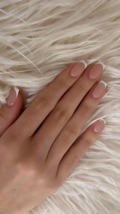 Square Milky French Nails, Vanilla French Nails Square, White French Nails, Birthday Nails, Pretty Acrylic Nails, White Nails, French Nails, Simple Nails