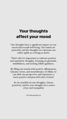 an advertisement with the words, your thoughts after your mood and how to use it