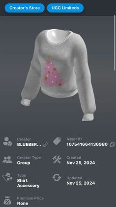 an image of a sweater with pink flowers on the front and back, as well as other