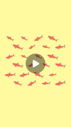 a bunch of fish flying around in the air with a video player on it's screen