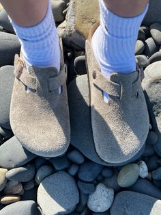 Gray Birkenstock Clogs, Birkenstock Clogs Colors, Birkenstock Clogs Taupe, Birken Clogs, Socks With Birkenstocks, Birk Clogs, Clogs Socks, Birkenstock Clog, Birkenstock Clogs