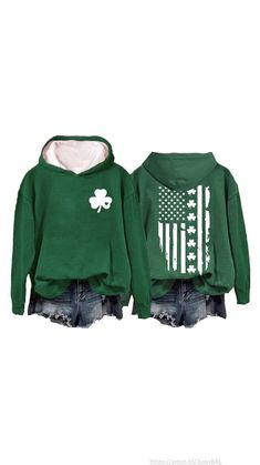 Women's St. Patrick's Day American Flag Print Sweatshirt Shamrock Graphic Casual Tops Clover Long Sleeve Pullover. #pullover #fashion #flag #sweatshirt #hoodie #shamrock #winter #warm #cozy #stpatricksday American Flag Sweatshirt, St Patrick's Day Costumes, St Patrick's Day Outfit, Irish Flag, American Flag Print, Womens Fashion Inspiration, Sweatshirt Women, Print Sweatshirt