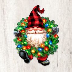 an image of a christmas wreath with santa claus